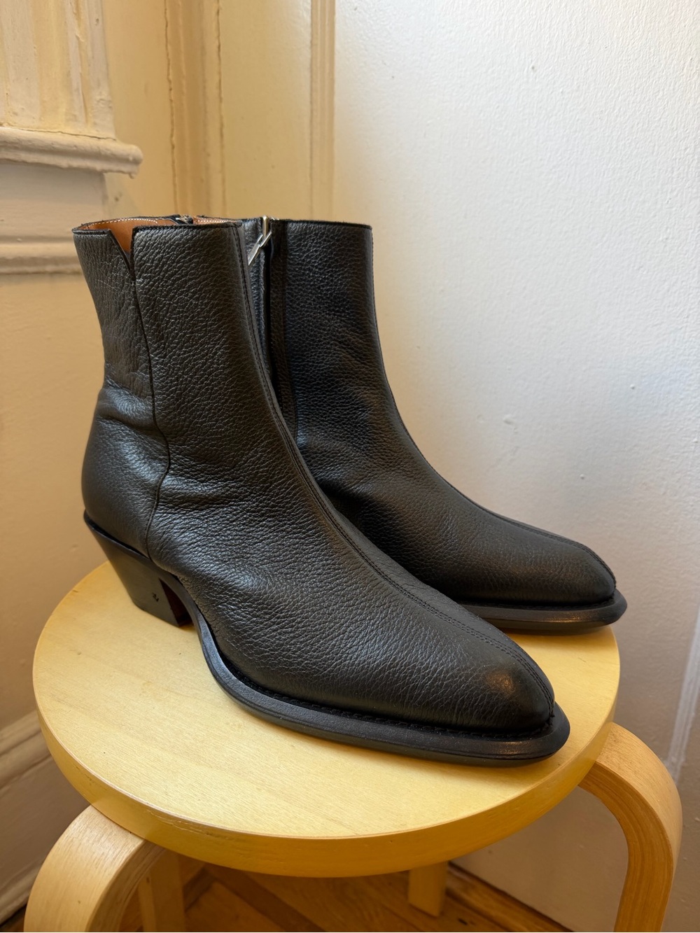 John Varvatos Crosby Black Leather Ankle Boots